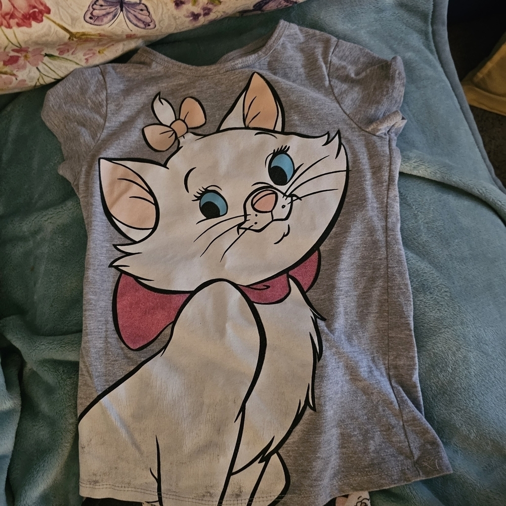 Disney Gray and Black Cat Print Kids Pajama Set - Picture 2 of 8